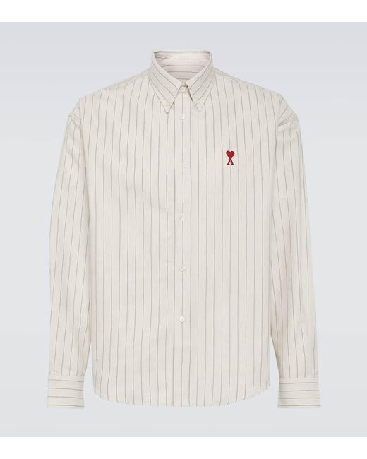 Camicia Oxford in cotone a righe di AMI in White da Uomo