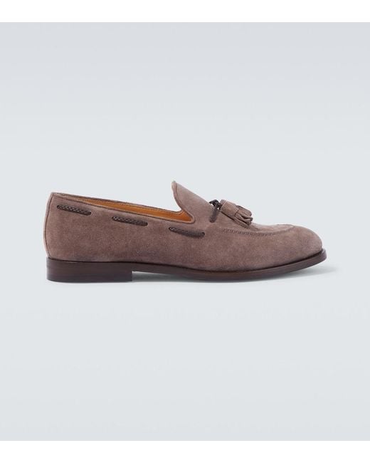Brunello Cucinelli Brown Suede Loafers for men