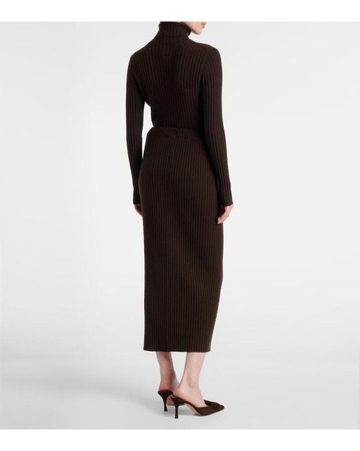 Jardin Des Orangers Brown Ribbed-Knit Cashmere Maxi Skirt
