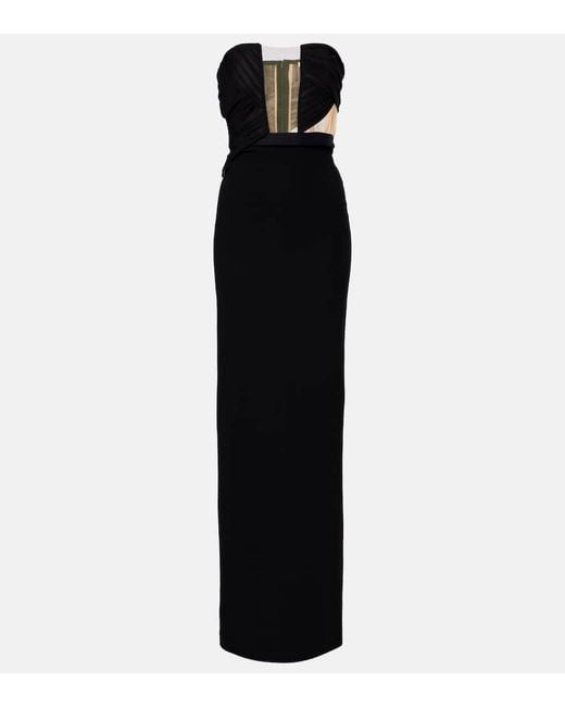 Nensi Dojaka Black Cutout Strapless Gown