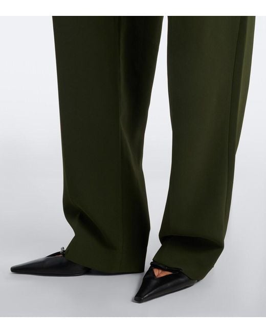 Veronica Beard Green Kenneth Wide-Leg Pants