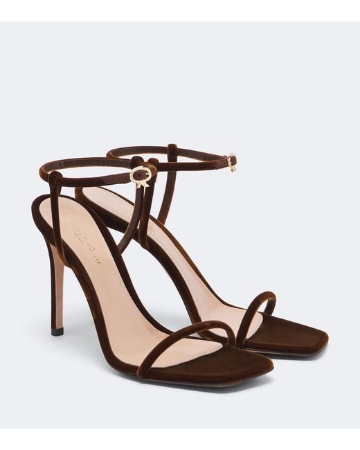 Gianvito Rossi Brown Velvet Sandals