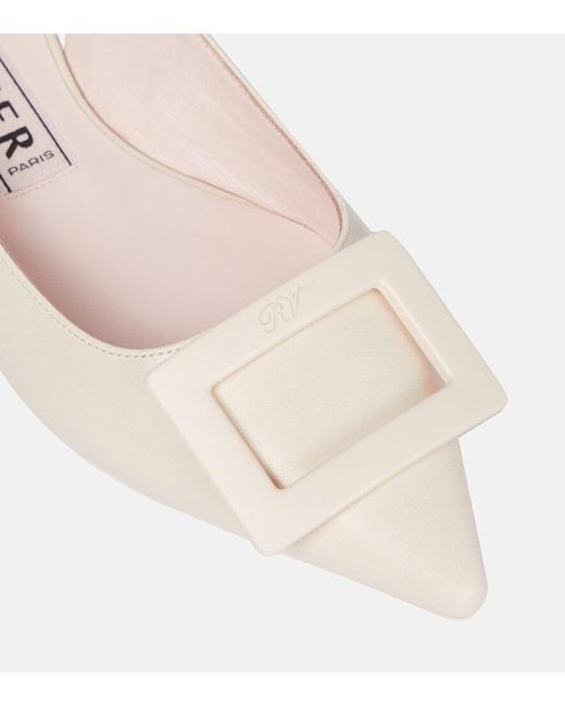 Roger Vivier Pink Gommettine Leather Slingback Flats