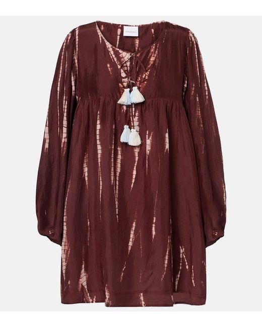 Anna Kosturova Red Hailey Tie-Dye Silk Minidress