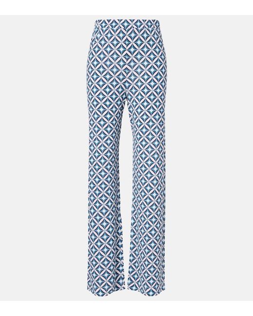 Max Mara Blue Abate Printed Wide-Leg Pants