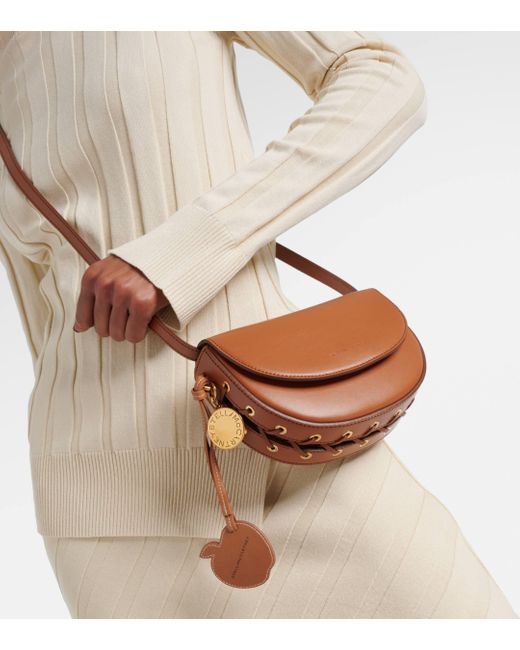 Stella McCartney Brown Frayme Small Faux Leather Shoulder Bag