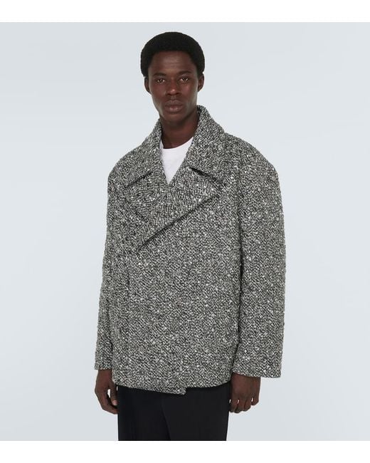 Valentino Gray Embellished Boucle Wool-Blend Jacket for men