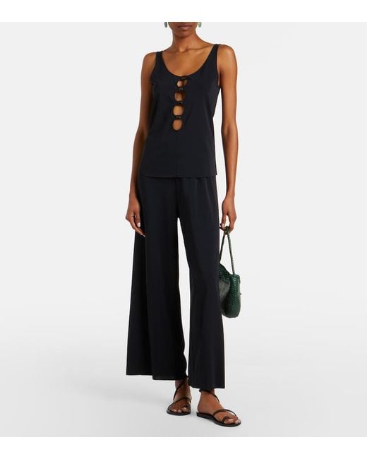 Eres Black Curl Cutout Jersey Top