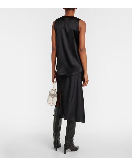 Brunello Cucinelli Black Silk-Blend Tank Top