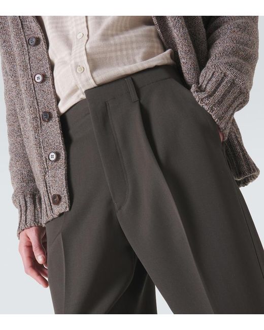 Zegna Gray Wool Straight Pants for men