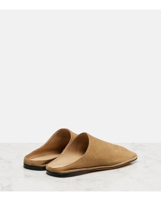 The Row Natural Piper Suede Slides