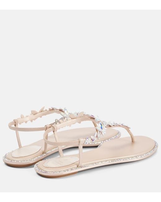 Sandalias De Saten Adornadas Rene Caovilla de color White
