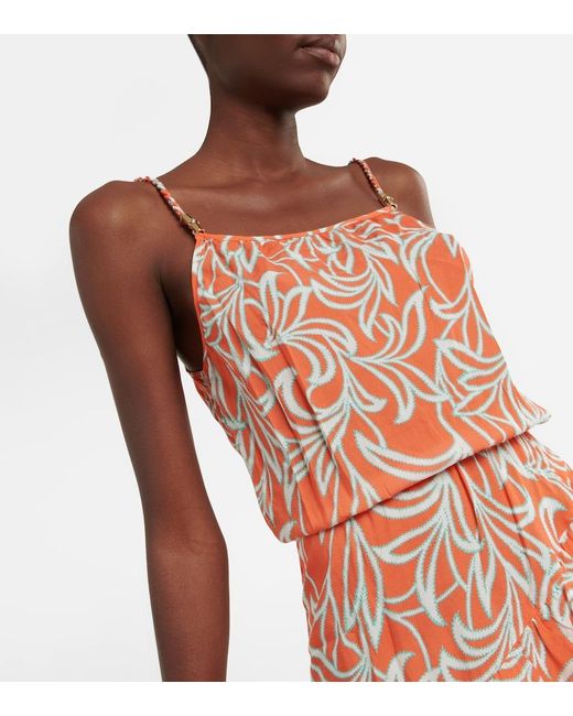 Heidi Klein Red Printed Ruffled Minidress