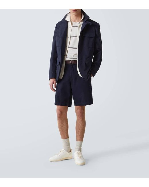 Brunello Cucinelli Blue Cotton-Blend Field Jacket for men