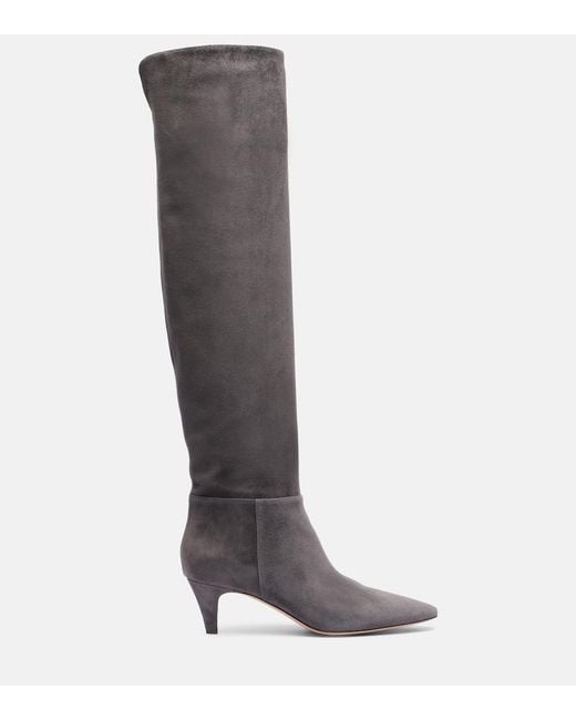 Gianvito Rossi Gray Elise 55 Suede Knee-High Boots