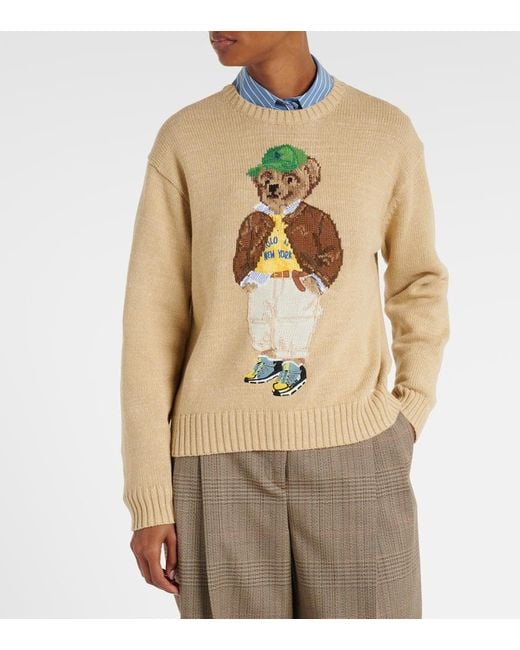 Polo Ralph Lauren Natural Polo Bear Intarsia Cotton Sweater