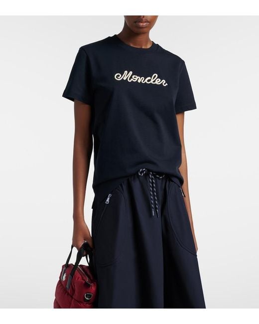 Moncler Blue Logo Cotton Jersey T-Shirt