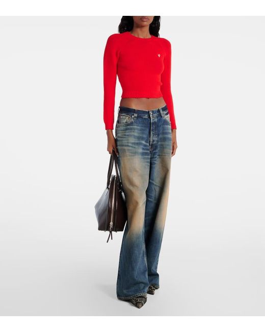 Pullover Cropped di Acne in Red