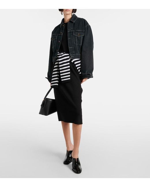Vince Black Ribbed-Knit Jersey Midi Dress