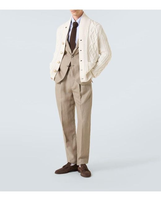 Cardigan di Brunello Cucinelli in Natural da Uomo