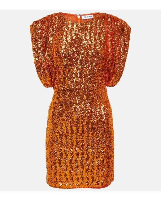 The Attico Orange Annie Sequined Minidress