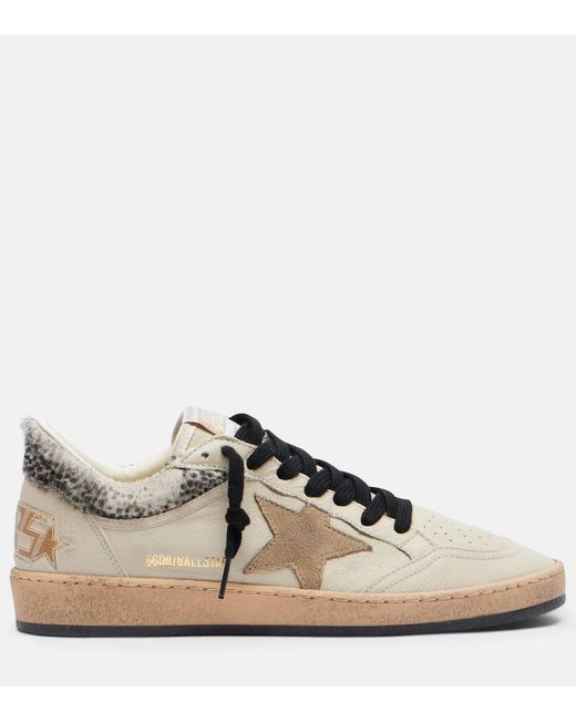 Golden Goose Deluxe Brand Black Ball Star Leopard-Print Leather Sneakers