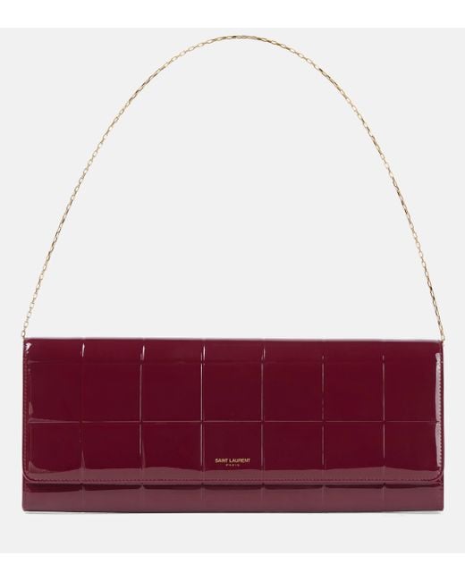 Saint Laurent Red Embossed Patent Leather Shoulder Bag