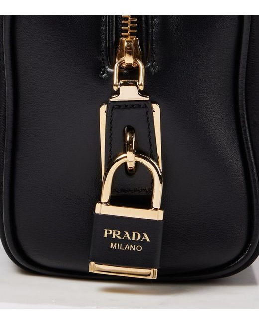Prada Black Re-Nylon Medium Leather Tote Bag