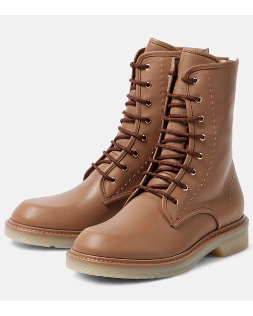 Max Mara Brown Leather Ankle Boots