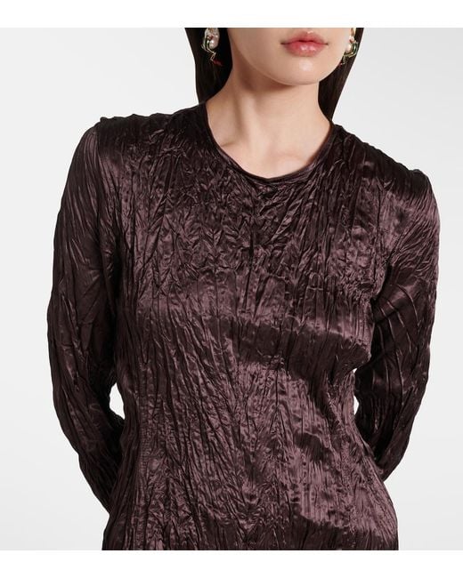 Bottega Veneta Black Satin Midi Dress