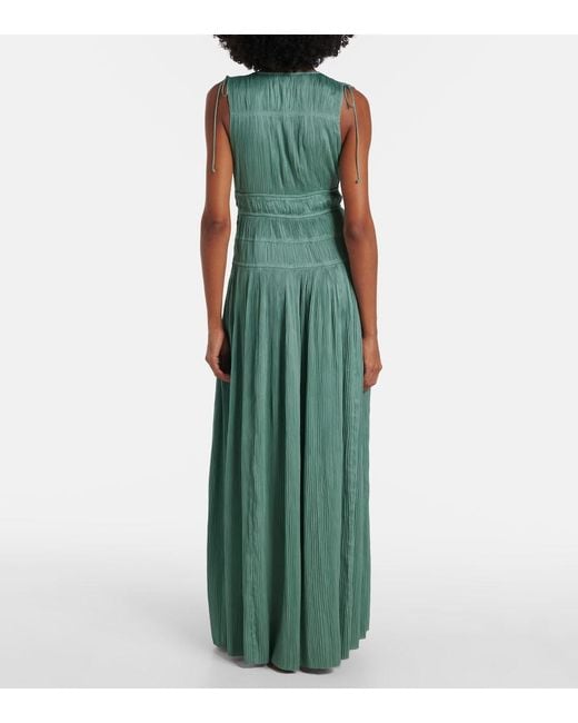 Ulla Johnson Green Tasneem Satin Plisse Gown
