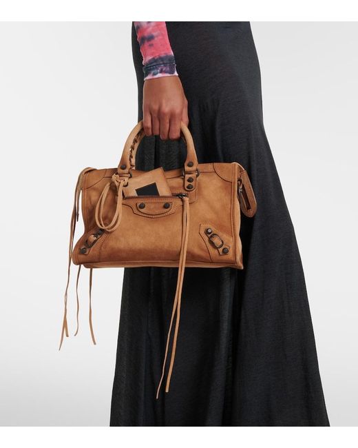Balenciaga Brown Le City Small Suede Top-Handle Bag