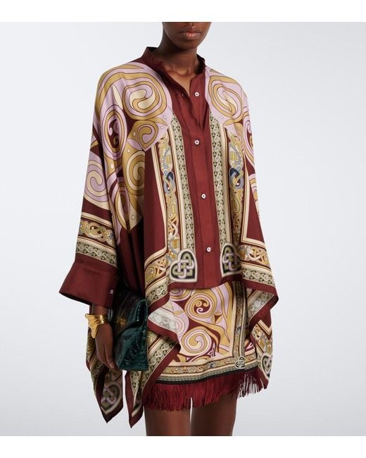 LaDoubleJ Red Foulard Printed Silk Twill Shirt