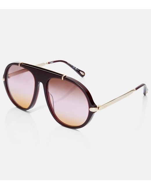 Chloé Brown Aly Aviator Sunglasses