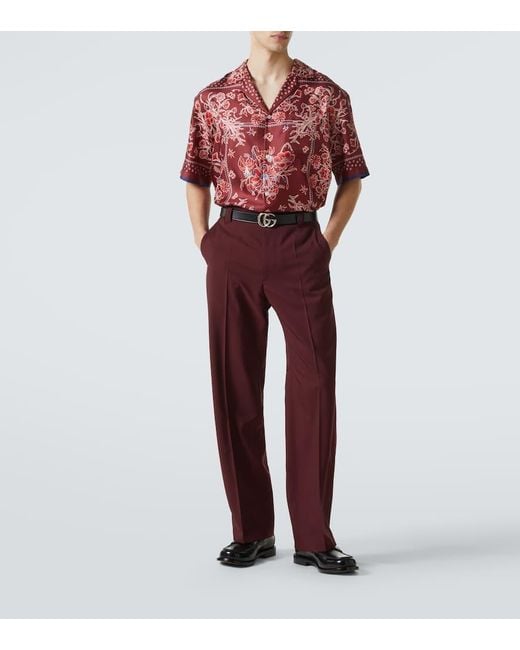 Gucci Gerade Hose Aus Wollgabardine in Red für Herren
