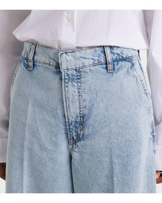Jeans A Gamba Larga E Vita Alta di FRAME in Blue