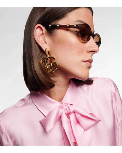 Gucci Brown Bamboo Oval Sunglasses
