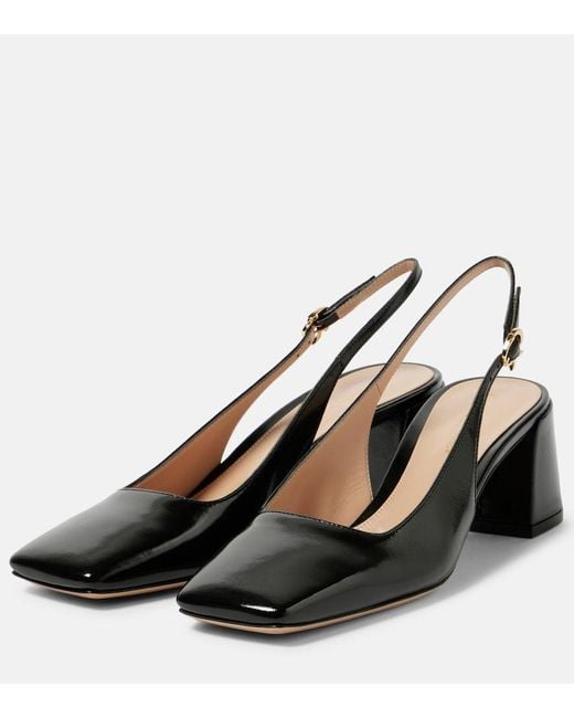 Gianvito Rossi Black Freeda Leather Slingback Pumps