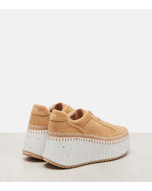Chloé Natural Nama Suede Platform Sneakers