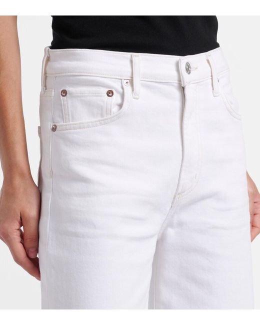 Agolde White Harper Crop Wide-Leg Jeans