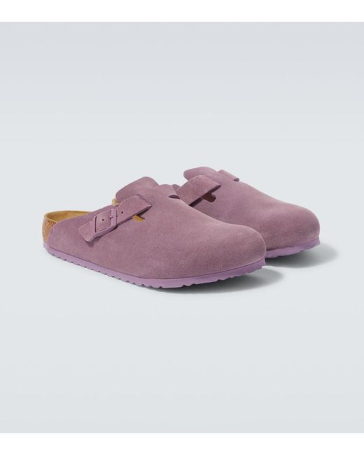 Birkenstock Purple Boston Suede Clogs for men