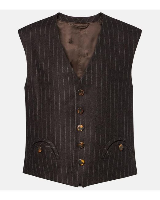 Blazé Milano Black Feral Pinstripe Wool And Cashmere Vest