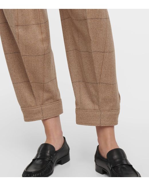 Loro Piana Natural Aniston High-rise Tapered Cashmere Pants