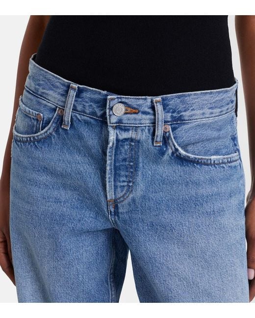 Agolde Blue Low Rise Loose Straight Jeans