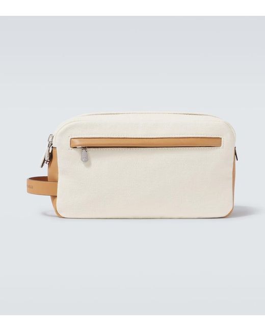Brunello Cucinelli Kosmetiketui Aus Canvas Mit Leder in Natural für Herren