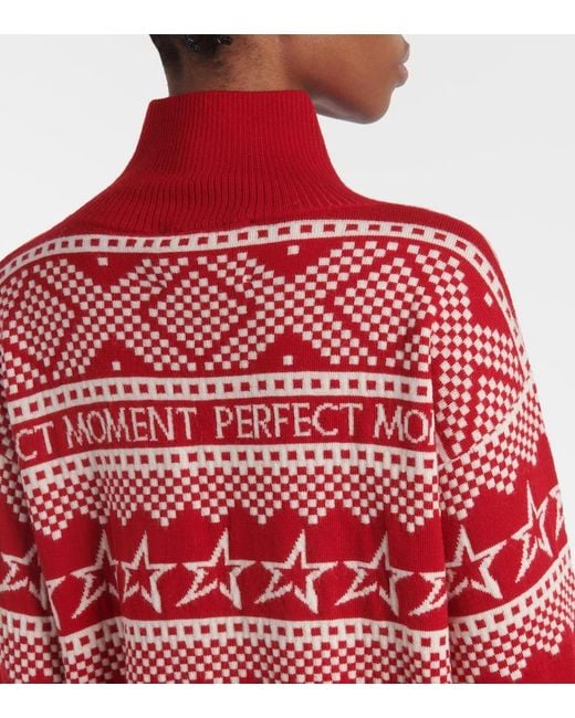 Perfect Moment Red Intarsia Wool Sweater