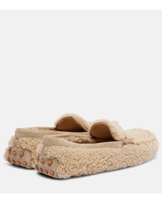 Tod's Natural Gommino Shearling Driving Shoes