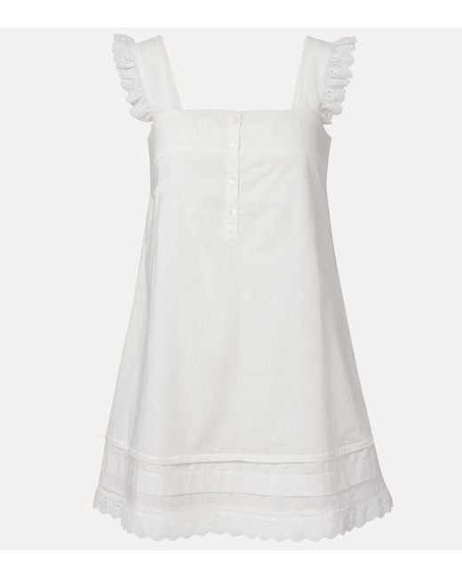 Poupette White Livy Ruffled Cotton Minidress