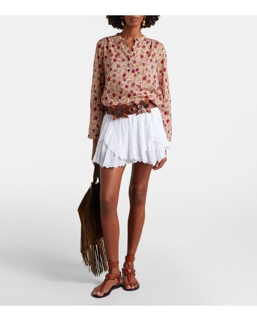 Isabel Marant White Layale Ruffled Cotton Shorts