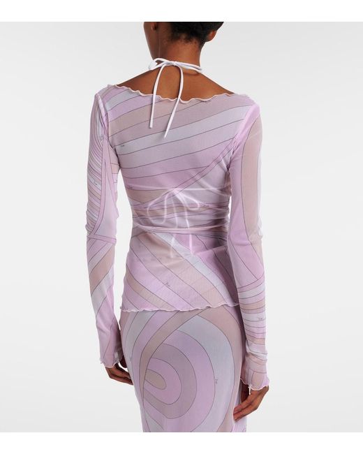 Emilio Pucci Pink Iride Tulle Top
